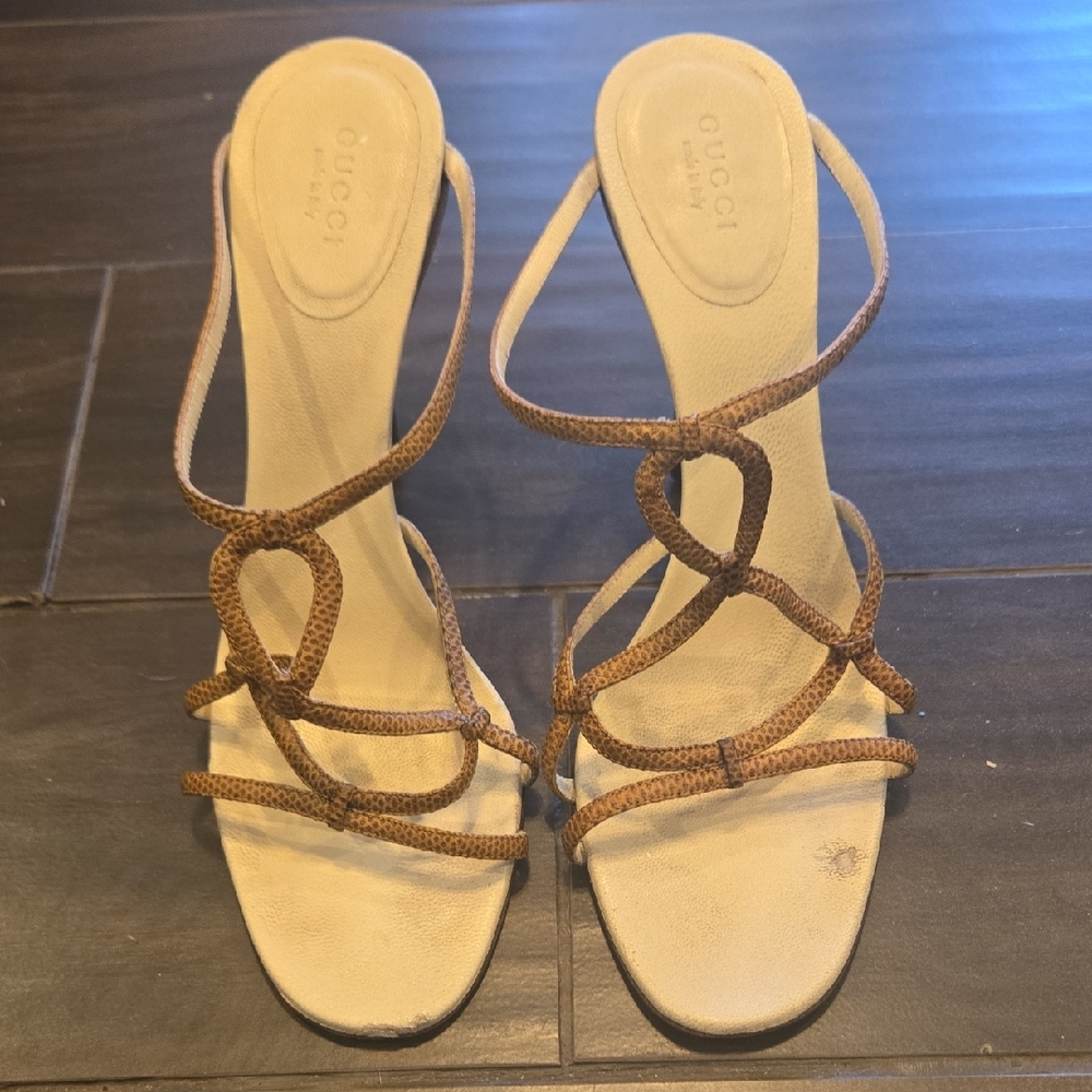 Gucci  Snakeskin Strappy Heels Sz 10B